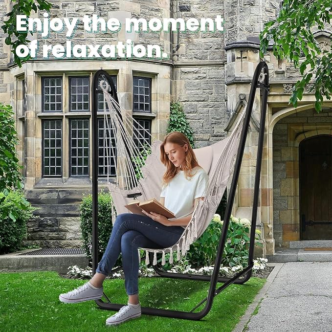 Hammock Chair with Stand, Heavy-Duty Hanging Chair with Stand, - Image 5