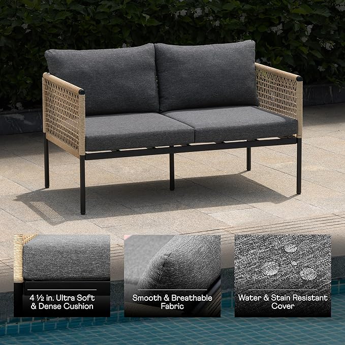 Idzo Oscar Wicker Metal Loveseat - Image 3