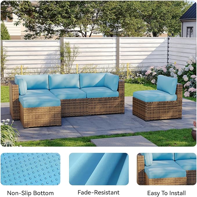 Aoxun 11pcs Patio Cushion Covers Replacement, Waterproof Outdoor Furniture - Image 5
