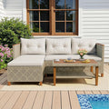 Devoko Patio Furniture Set 3 Piece Outdoor Sectional Sofa Hollow Rattan Patio by DEVOKO