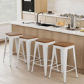 Bar Stools Set of 4 Metal Bar Stool Counter Height Bar Stools Black, Modern 24" by POINTANT