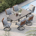 Grand patio 7-Piece Outdoor Dining Set, 6 Leather-Look Wicker Swivel Patio by GrandPatio