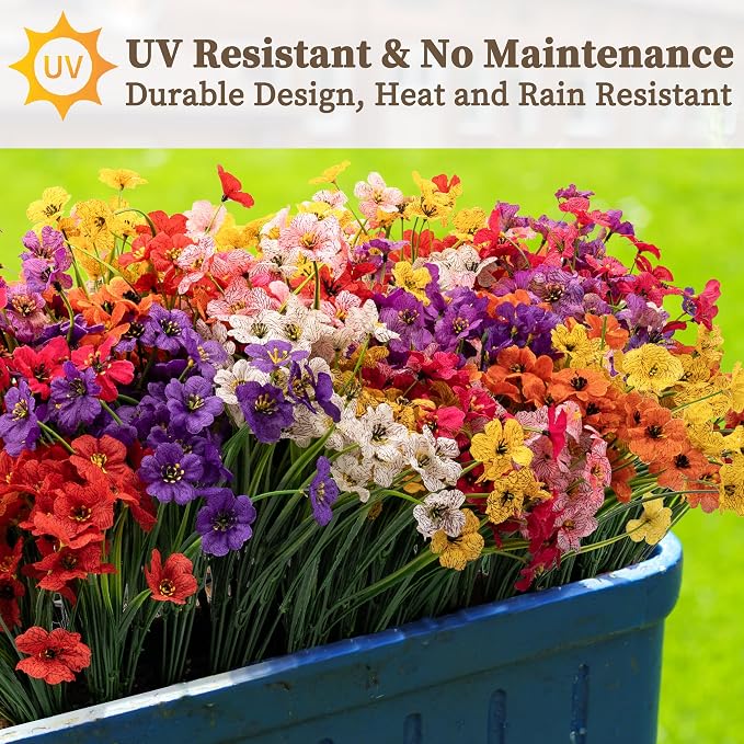 24 Bundles Artificial Flowers for Outdoors/Indoors, Fake Flowers Plants for - Image 4
