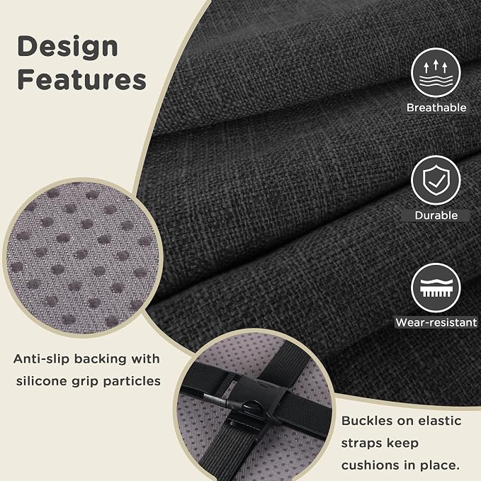 AddGrace Anti-Slip Bar Stool Cushions Square Bar Stool Seat Cushions - Image 3
