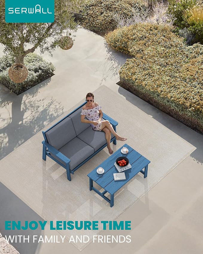 SERWALL HDPE Outdoor Patio Loveseat - Image 9
