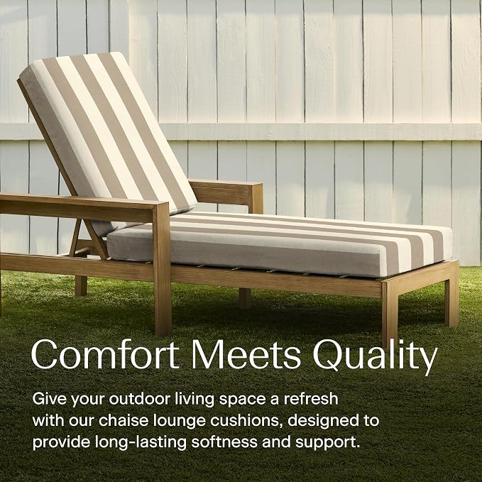 Honeycomb Outdoor Heritage Chaise, 26 x 80, Cabana Stripe Tan Chair Cushion - Image 2