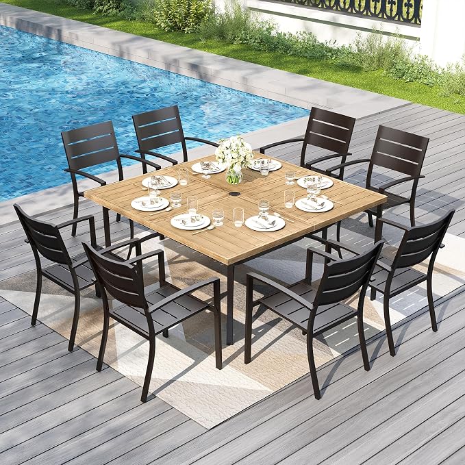PHI VILLA 9 Pieces Outdoor Patio Dining Set by PHIVILLAThepioneerofcomfortablehouseholdsupplies
