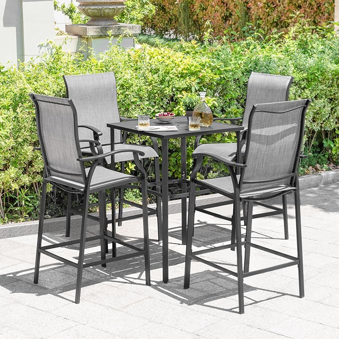 NUU GARDEN 5 Piece Outdoor Bar Set, Bar Height Patio Bistro Set, Textilene - Image 3