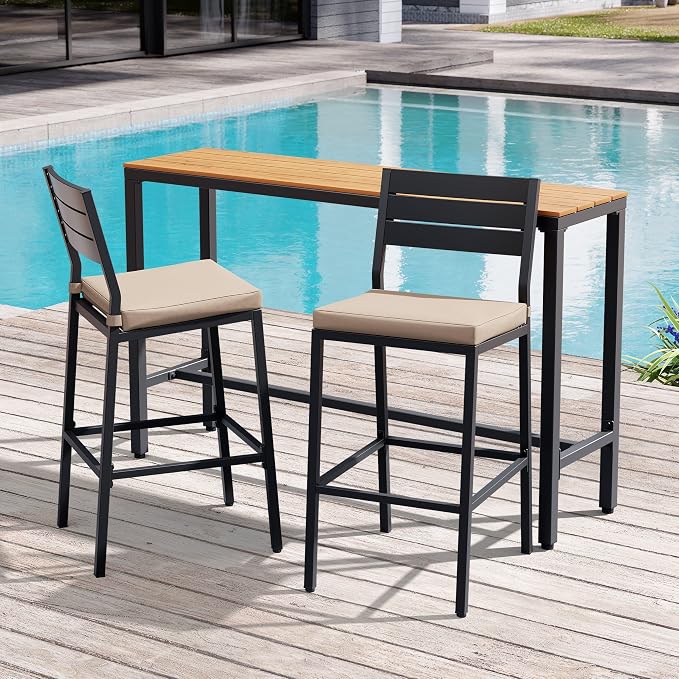Crestlive Products Outdoor Bar Table and Chairs Set, 3 Piece Outside Patio Bar - Image 8