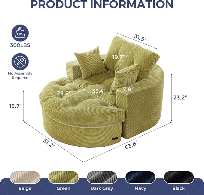 MAXYOYO Modular Sectional Chaise Lounge Sofa, Round Upholstered Lounge Chair - Image 2