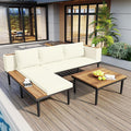 Acacia Wood Patio Furniture Set, Luxury Outdoor Conversation Sectional Sofa by JIVOIT
