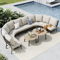 MFSTUDIO Patio Furniture Set, 8 Seats Half-Moon Curved Outdoor Sectional Sofa by MFSTUDIO