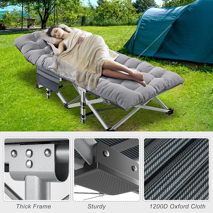 ABORON 2PK XXL Camping Cot for Adults 900LBS - Image 2