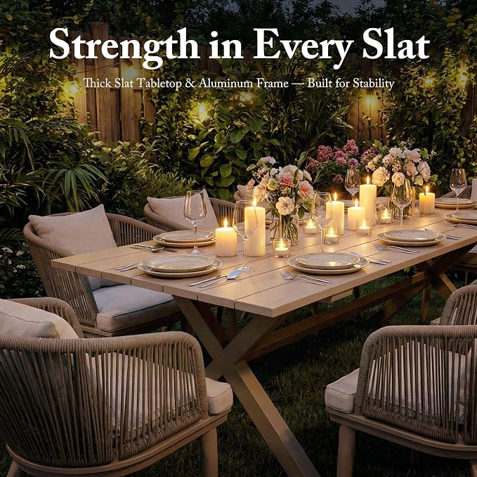 PURPLE LEAF 9 Pieces Patio Dining Set Wicker Outdoor Furniture Rectangular - Image 8