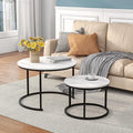 HOJINLINERO Round Coffee Table, Nesting Coffee Table Set of 2, Center Tables by HOJINLINERO
