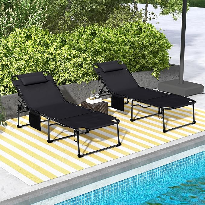 Outsunny 2 Piece Folding Chaise Lounge - Image 2