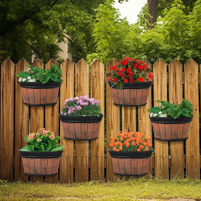 Layhit 6 Pcs Wall Hanging Planters Outdoor Pot Planter Wine Barrel Planter by ShungLan