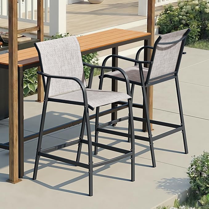 Crestlive Products Outdoor Bar Stools Set of 2, Bar Height Patio Chairs by CrestliveProducts