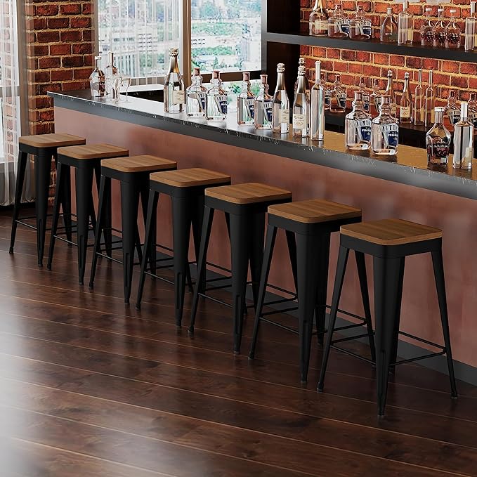 Bar Stools Set of 4 Metal Bar Stool Counter Height Black, Modern 30" Bar Chairs - Image 6