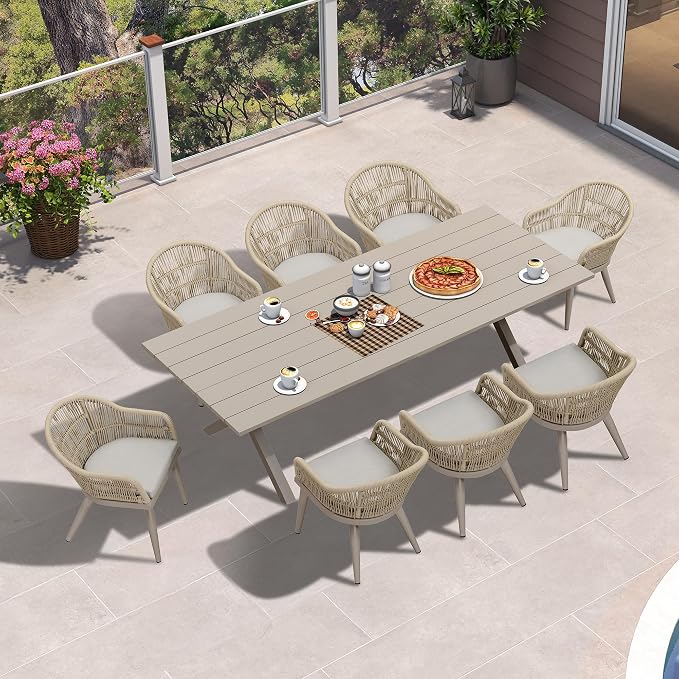 PURPLE LEAF 9 Piece Longer Patio Dining Set by PURPLELEAF
