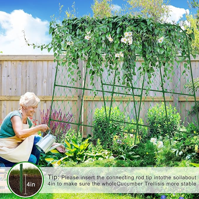 Cucumber Trellis for Raised Bed, U-Shape Garden Trellis for Climbing Plants - Image 6