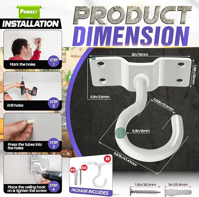 200LBS 8Pcs Rotatable Ceiling Hooks - Image 5