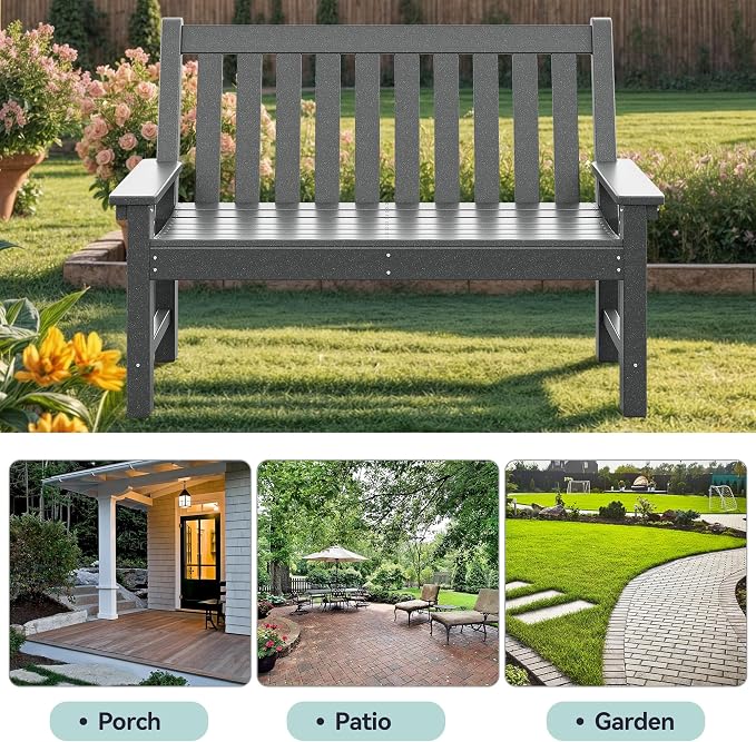 YITAHOME Garden Bench, All Weather Outdoor Bench - Image 5