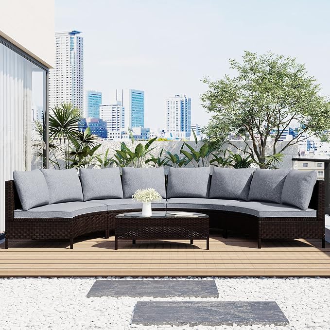 Merax 5-Piece Outdoor Sectional Sofa Set, All-Weather PE Wicker Patio Furniture - Image 2