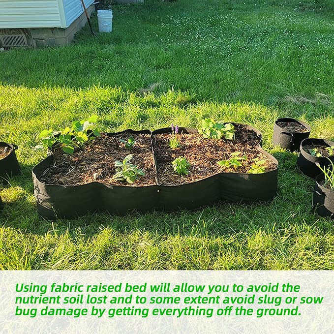 CJGQ Fabric Raised Garden Bed, 128 Gallon 8 Grids Plant Grow Bags, 3x6FT - Image 4