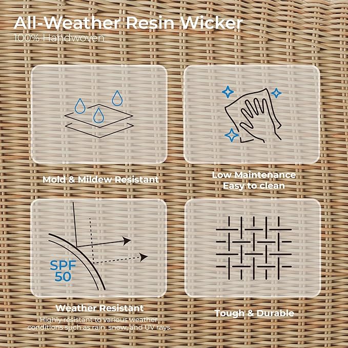 CHITA 3 Pieces Patio Wicker Furniture Set, Outdoor Rattan Bistro Set - Image 5
