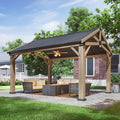 Aoxun 12' x 14' Outdoor Wood Gazebo, Hardtop Gazebo Permanent Wooden Pavilion by Aoxun