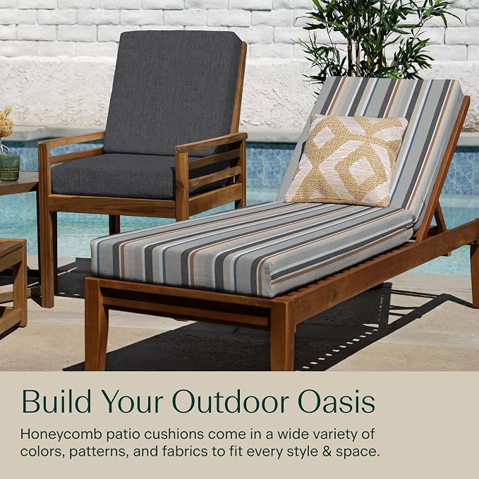 Honeycomb Outdoor Heritage Chaise 21.5 x 70, Stripe Stone Beige Chaise Lounge - Image 3