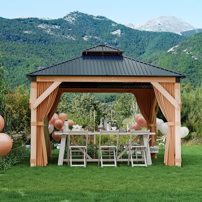 GarveeLife Hardtop Wood Gazebo 10 ft x10 ft by GarveeLife