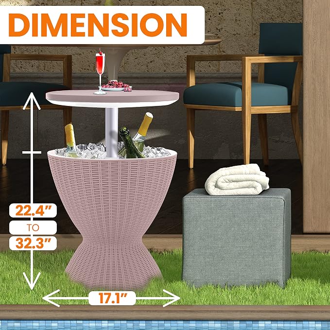 SereneLife Outdoor Cool Bar Table, 7.5 Gallon Beer and Wine Cooler, Patio - Image 3