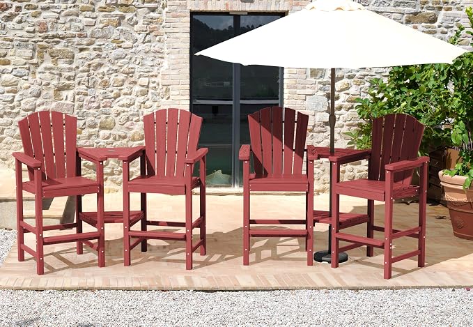 KINGYES Tall Adirondack Chair Set of 4, HDPE Tall Adirondack Barstools by KINGYES