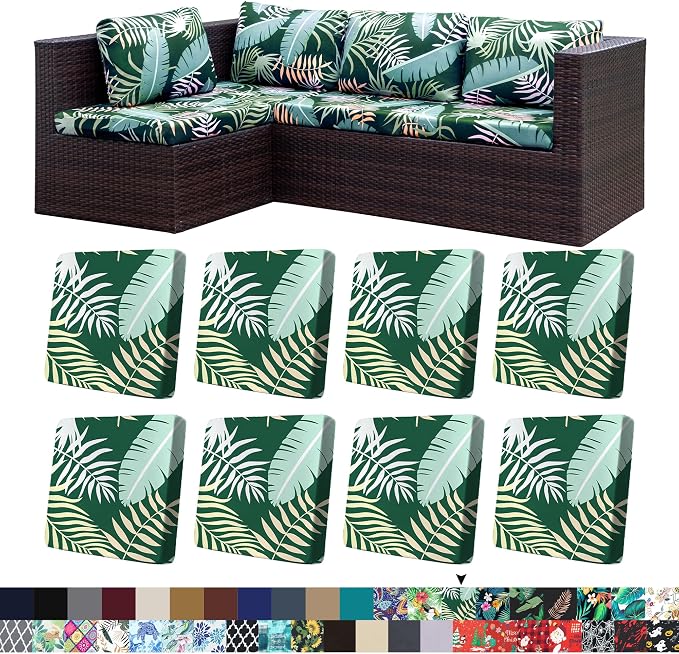 8Pcs Stretch Patio Cushion Covers, Outdoor Couch Covers Replacement, Outdoor by BIETYONE