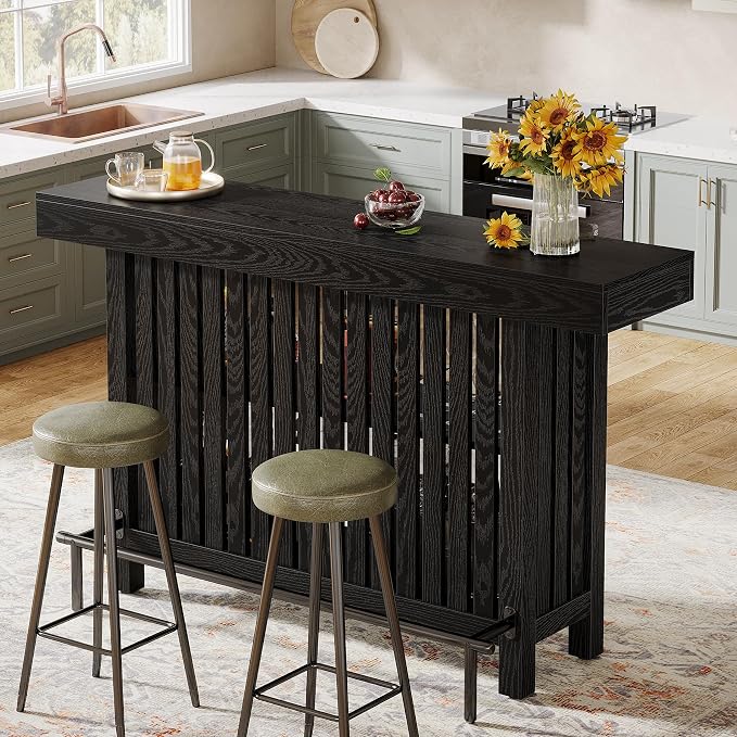 Tribesigns Black Large Home Bar Unit, 2-Tier Mini Bar Table Height Pub Table - Image 4