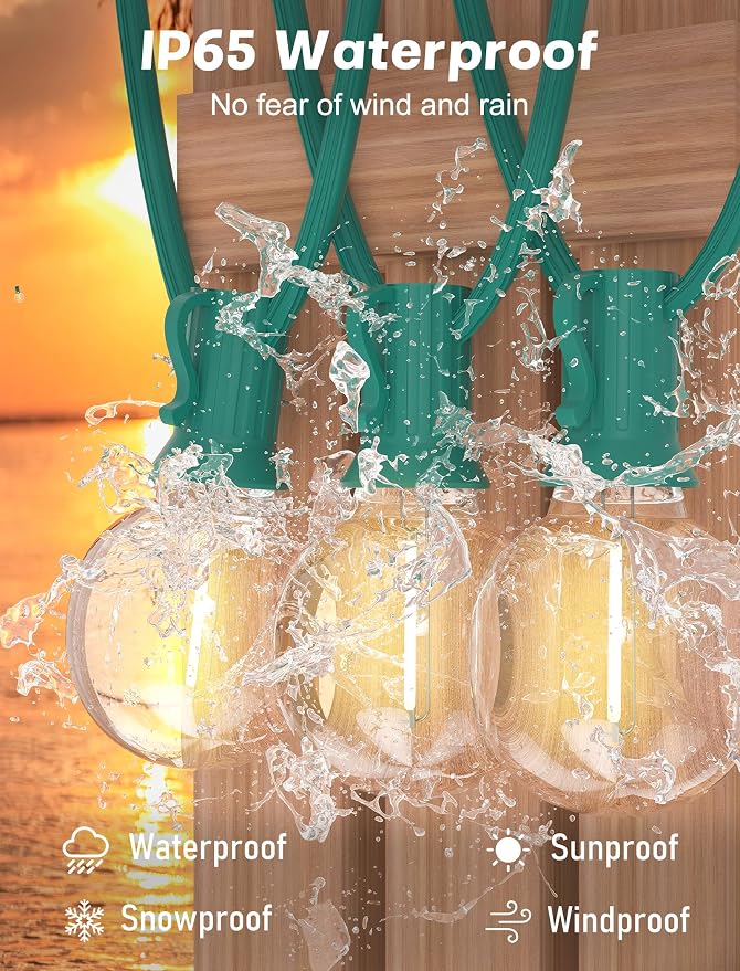 SUNSGNE 25Ft Round Christmas Lights Outdoor, G40 Globe String Lights - Image 3