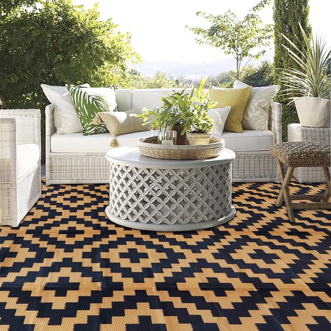 SAND MINE Reversible Mats, Plastic Straw Rug, Modern Area Rug, Large Floor Mat - Image 6