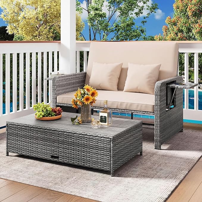 HAPPYGRILL Patio Rattan Wicker Daybed - Image 2
