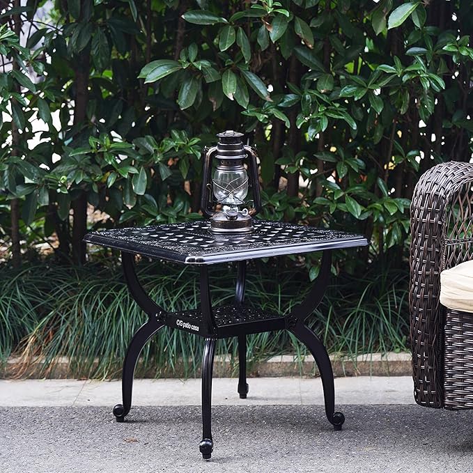 Mandolin Outdoor Patio, Rust -Resistant Cast Aluminum Side Table, Weather - Image 2
