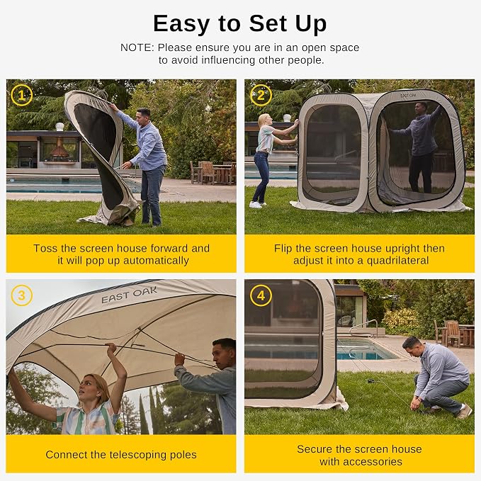 East Oak Screen House Tent Pop-Up, Portable Screen Room Canopy Instant Screen - Image 4