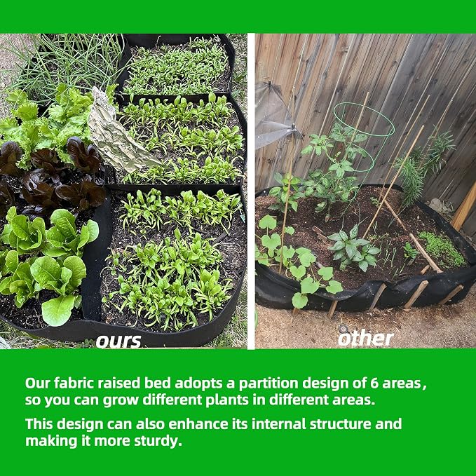 CJGQ Fabric Raised Garden Bed 4x2x1ft Garden Grow Bed Bags - Image 2
