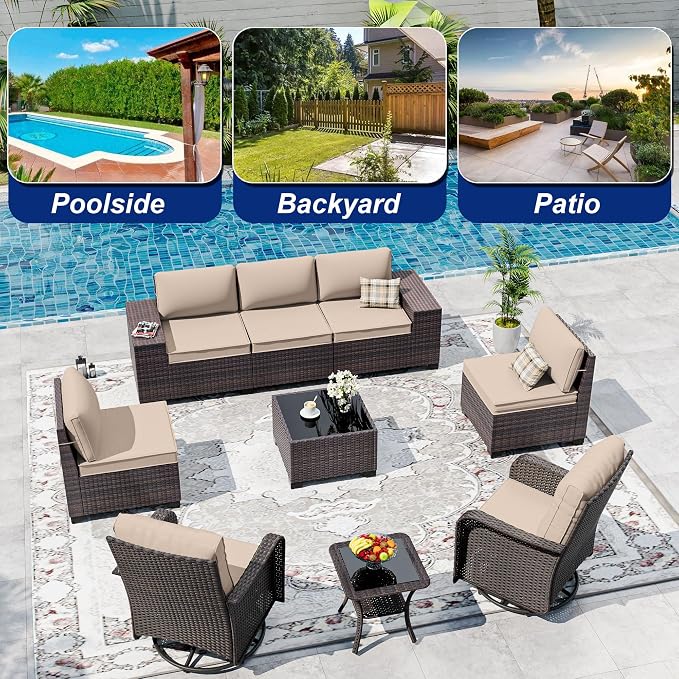 9 Pieces Patio Furniture Set - Image 9