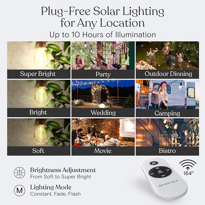 Brightech Ambience Pro Super Bright Solar - 27Ft Remote Control Outdoor String - Image 9