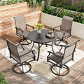PHI VILLA 5 Piece Patio Dining Set, 4 Outdoor Swivel Dining Chairs and Large by PHIVILLAThepioneerofcomfortablehouseholdsupplies