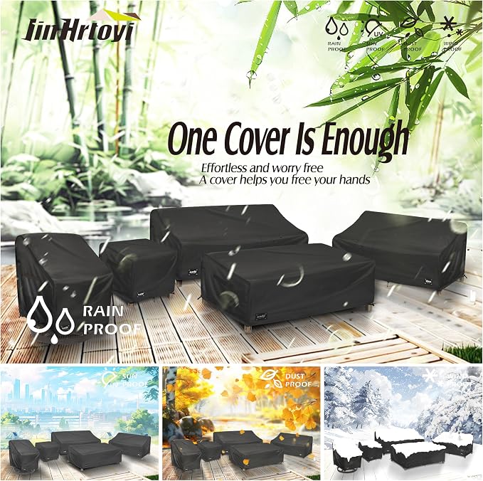 JinHrtoyi Patio Square Table Cover, 32Wx32Dx16H Inches 100% Waterproof Heavy - Image 8