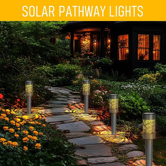 Dazzle Bright Solar Pathway Lights Outdoor, 12 Pack LED Warm White Waterproof - Image 3