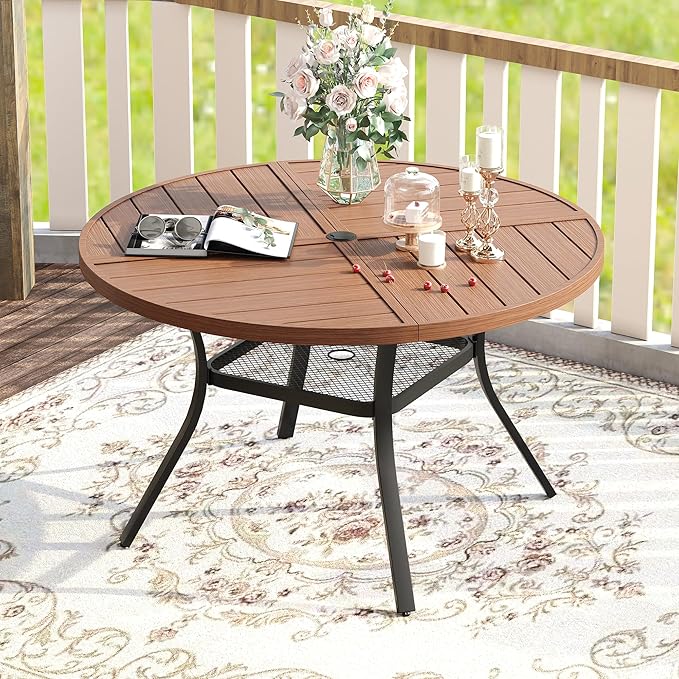 VICLLAX Round Patio Table with Adjustable Umbrella Hole - Image 2