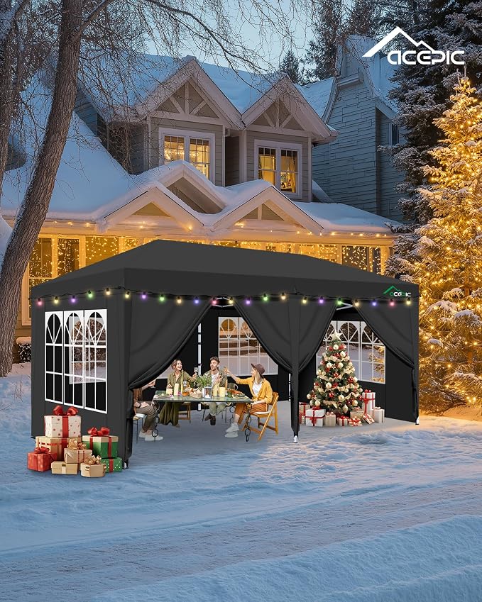 10x20 Pop Up Canopy with 6 Removable Sidewalls, Easy Set-up 2 Central Lock - Image 7